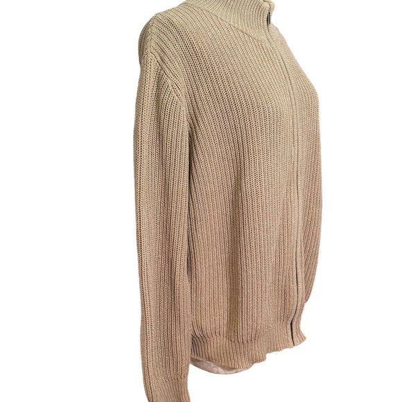 LL.. Bean Men's Cotton Zip Sweater Cardigan Khaki Large - Picture 4 of 11
